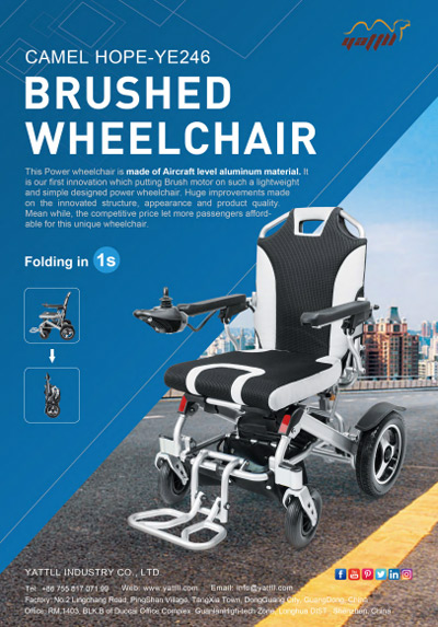 Yattll wielbłąd nadzieję, że YE246 Yattll przenośne zasilane dla osób poruszających się na wózkach inwalidzkich z szczotkowanego silnika materiały reklamowe